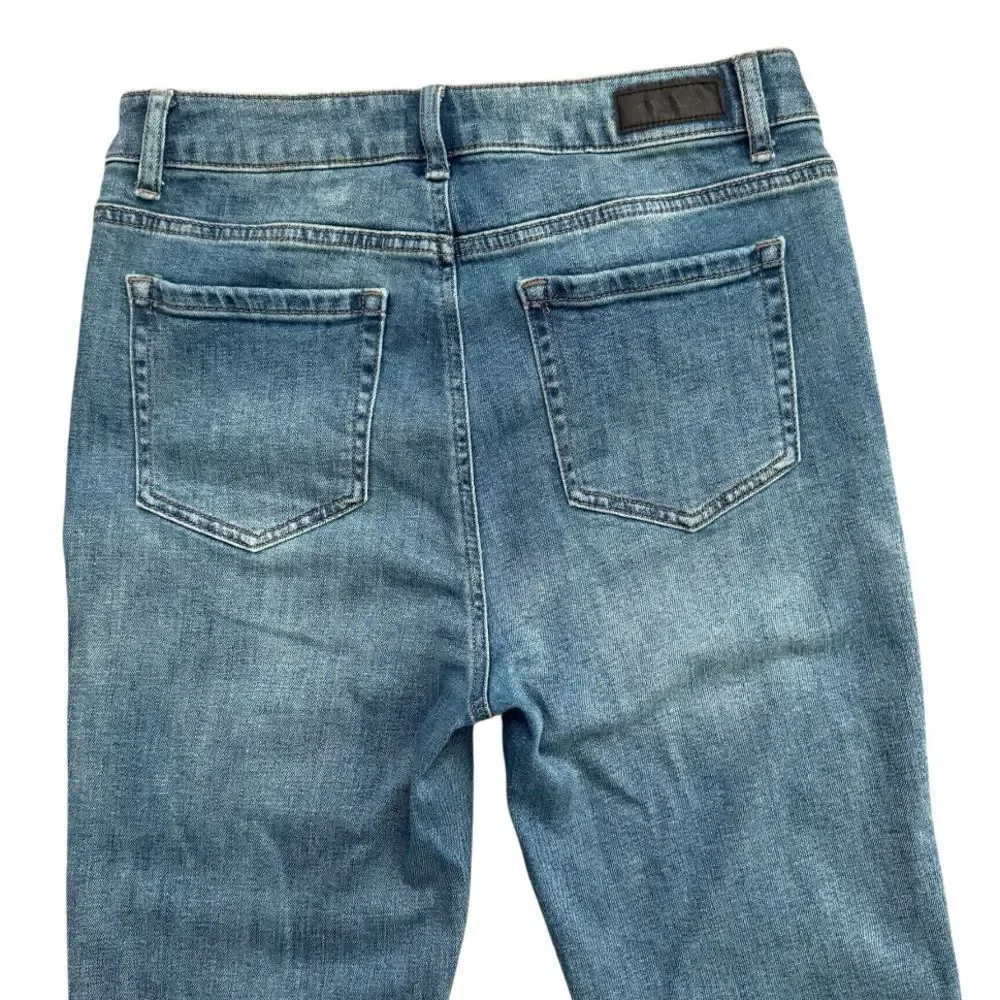 Kenneth Cole High Rise Straight Leg Jeans Blue Button Fly Raw Hem Denim Size 4 - Picture 5 of 8